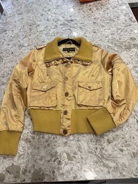 Baby Phat Shiny Gold Satin Bomber Jacket